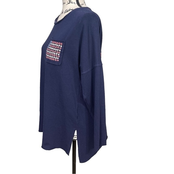 Crown & Ivy USA Floral Flag Long Sleeve Lightweight Sweatshirt Size Small - Picture 5 of 10